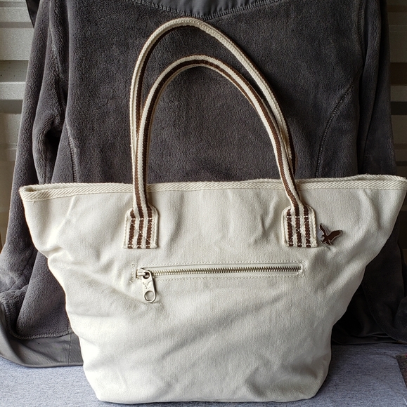 EUC American Eagle Cream Colored AE Signature Tote